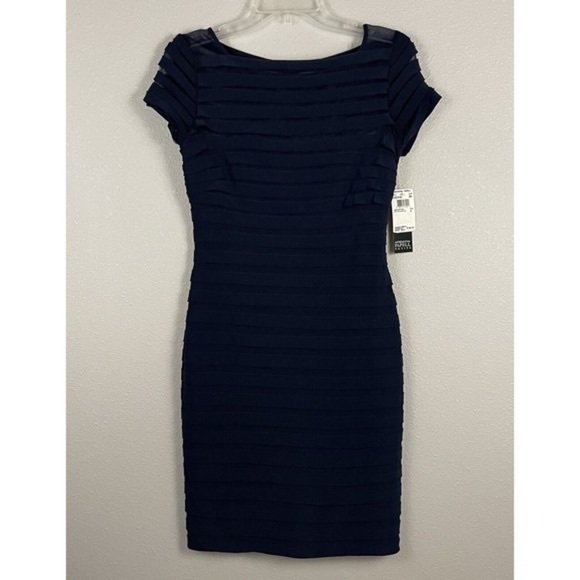 Adrianna Papell Dresses & Skirts - NWT Adrianna Papell womens blue diagonal Netti stretch midi dress size 10